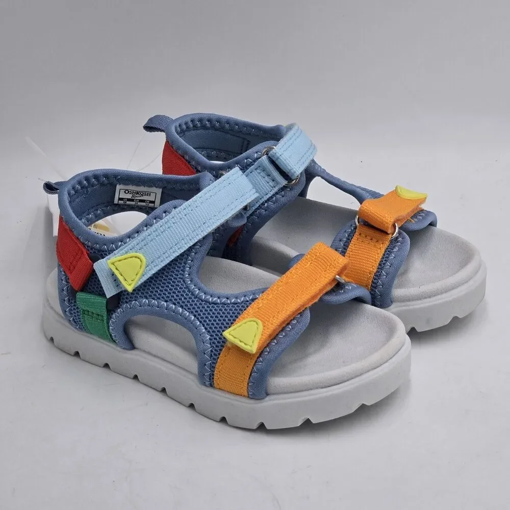OshKosh B'Gosh Toddler Boy Hook & Loop Strap Sandal Meadow Size 8 MultiColor NWT
